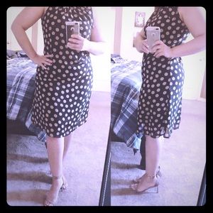 Black & beige Polka dot high neck dress size L